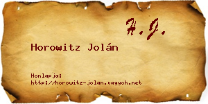 Horowitz Jolán névjegykártya